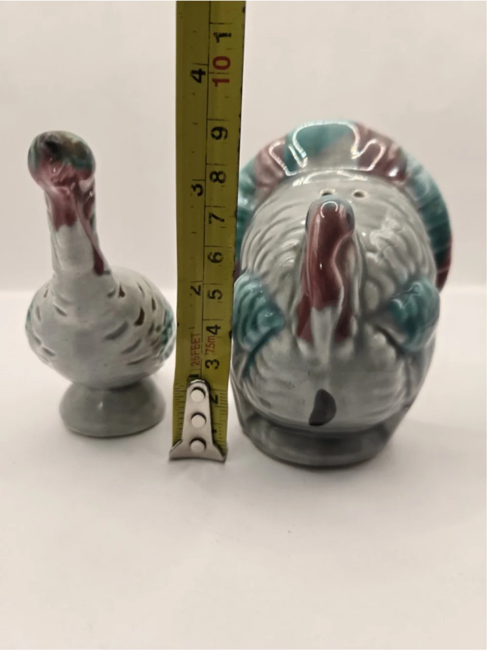 Vtg 60s Turkey Salt & Pepper Shakers Tom Hen Couple Thanksgiving Fall Gray